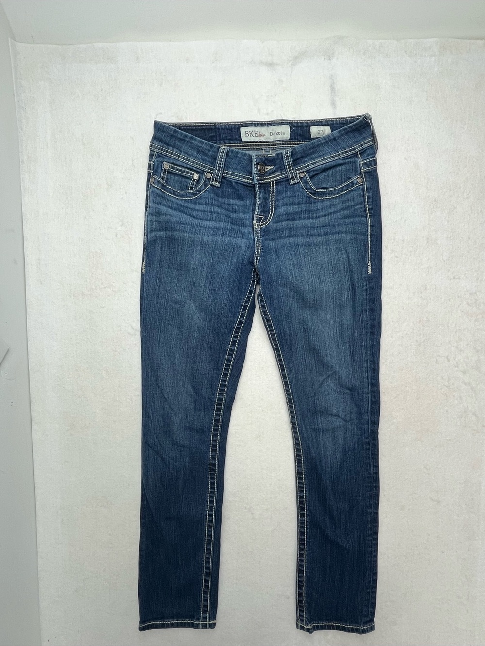 BKE Dakota Style ABK149 Women’s Blue Slim Straight Stretch Denim Jeans Size 27